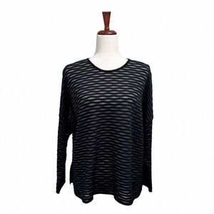 Oska Size 1 US‎ 6 - 8 Women's Black Ribbed Virgin Wool Sweater Pullover Knit